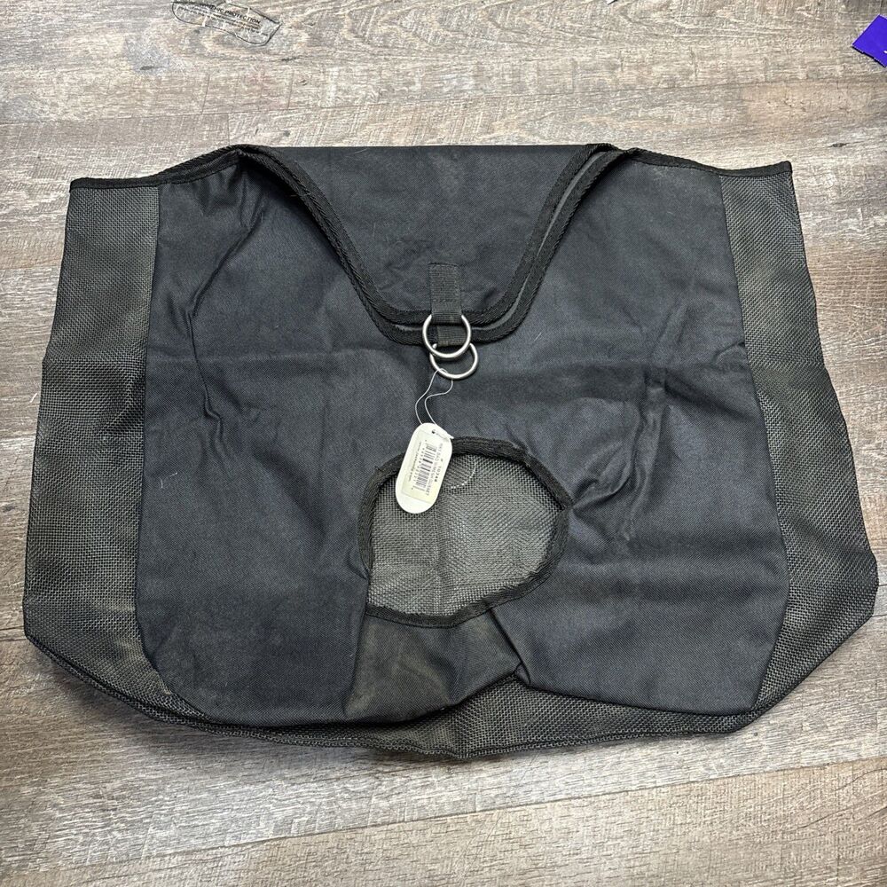 Jacks Mesh Gusset Hay Bag Black New Nylon Metal Ring Hooks Horse Stables